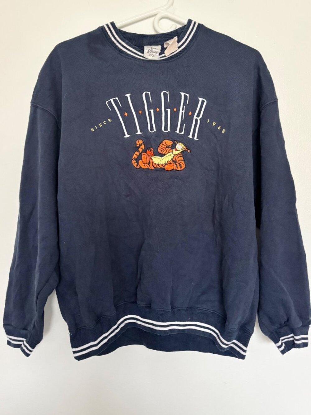 Vintage 90s Disney Store Tigger Sweatshirt L Navy Blue Winnie The Pooh Since 196